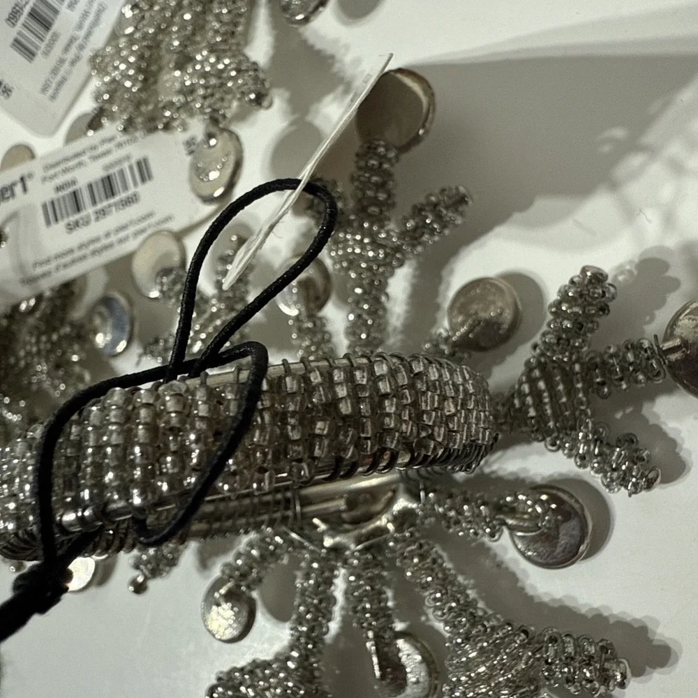 Snowflake Shape Beaded‎ Napkin Rings Christmas Holiday Decor LOT Of 3 w/New Tags